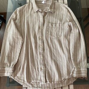 GAP Women's Linen-Blend Easy Shirt Khaki Size XL